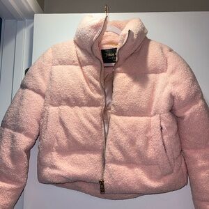 Juicy Couture baby pink boucle puffer jacket size small